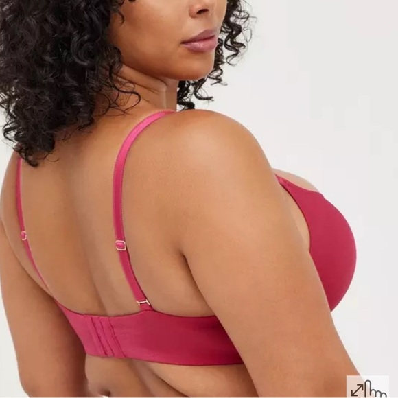 NWT Torrid T-Shirt Unlined Underwire Bra Glossy Mesh Vivacious Pink, Size 46D - Picture 2 of 7